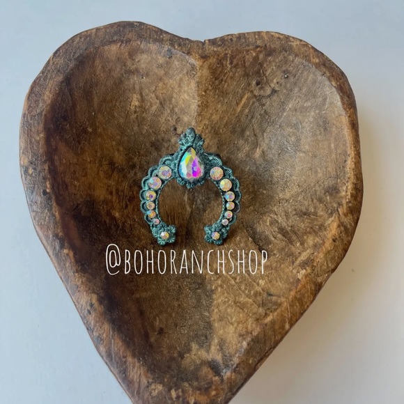 Turquoise blue squash blossom ring bling over sized stretch one size 1pc. - Picture 6 of 6